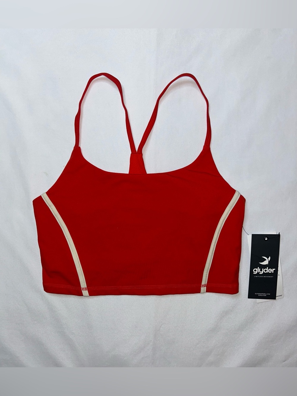 Glyder Apex Bra Scarlet Red Sports Bra Medium Racerback Longline Activewear NWT